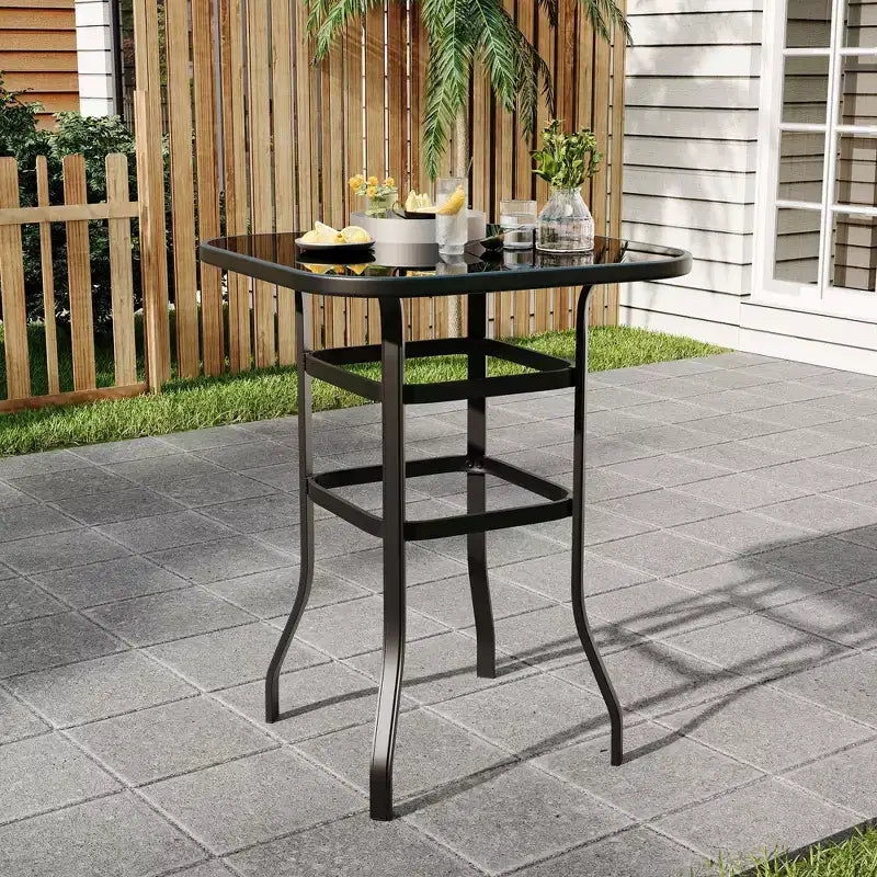 Set di 2 sgabelli da bar da esterno girevoli a 360°, sedie alte da esterno con braccioli, telaio in metallo resistente alle intemperie per patio, prato, giardino