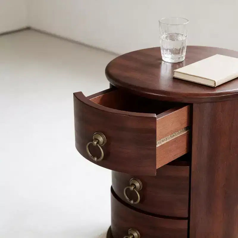 GDFStudio Lytton Comodino moderno di metà secolo in legno massiccio con 4 cassetti