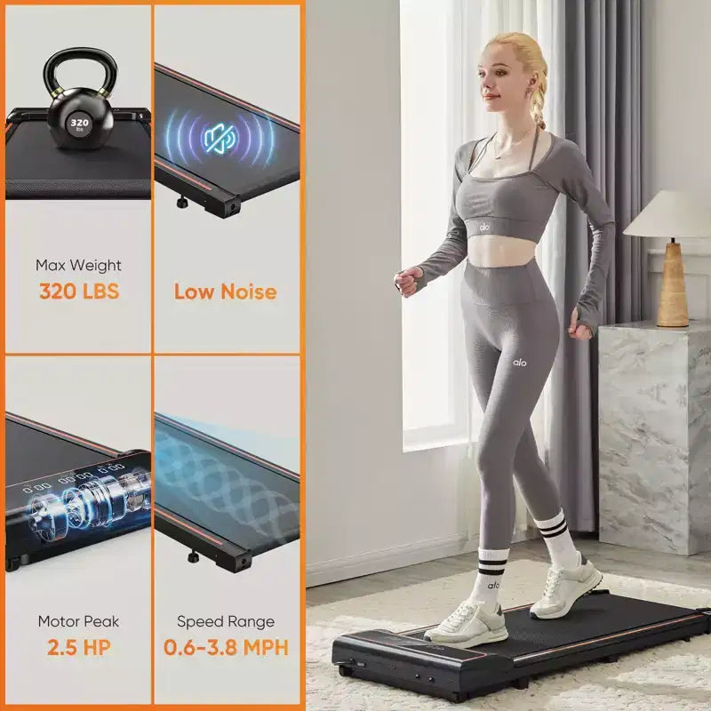 NAYSAYE Tapis Roulant Walking Pad per Allenamento Cardio in Casa o Ufficio, Silenzioso, Nero, 42,2*19,2*3,58