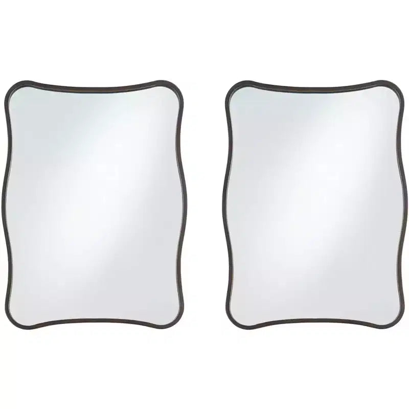 Uttermost Pavia Dark Bronze 24 x 32 Curvy Wall Mirrors Set of 2