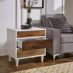 Agatha White and Natural Finish 3-Drawer Nightstand - White - iNSPIRE Q