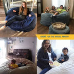 Ultimate Sack Lounger Bean Bag Chair Oversized Indoor Comfy Loveseat, Navy Fur