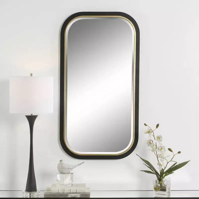 Uttermost Nevaeh Gold Black 23 1/4 x 43 1/4 Rectangular Wall Mirror