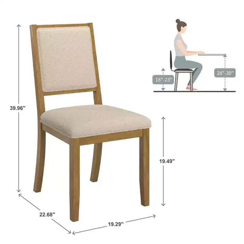 Fuske Wood Finish Cream Boucle Fabric Dining Chair (Set of 2) - iNSPIREQ