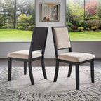 Fuske Wood Finish Cream Boucle Fabric Dining Chair (Set of 2) - iNSPIREQ