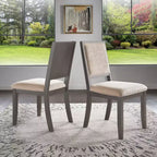 Fuske Wood Finish Cream Boucle Fabric Dining Chair (Set of 2) - iNSPIREQ