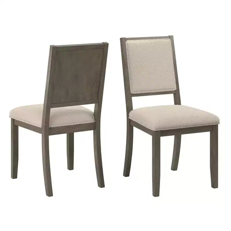Fuske Wood Finish Cream Boucle Fabric Dining Chair (Set of 2) - iNSPIREQ