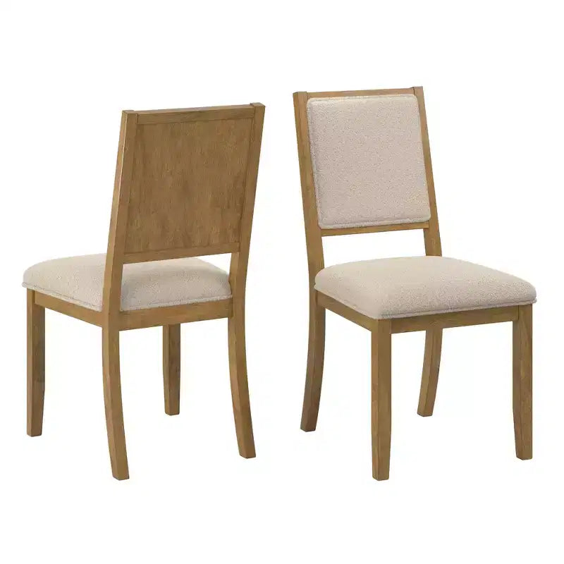 Fuske Wood Finish Cream Boucle Fabric Dining Chair (Set of 2) - iNSPIREQ