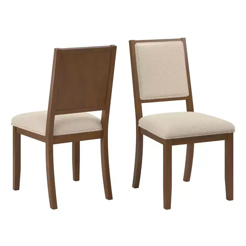 Fuske Wood Finish Cream Boucle Fabric Dining Chair (Set of 2) - iNSPIREQ