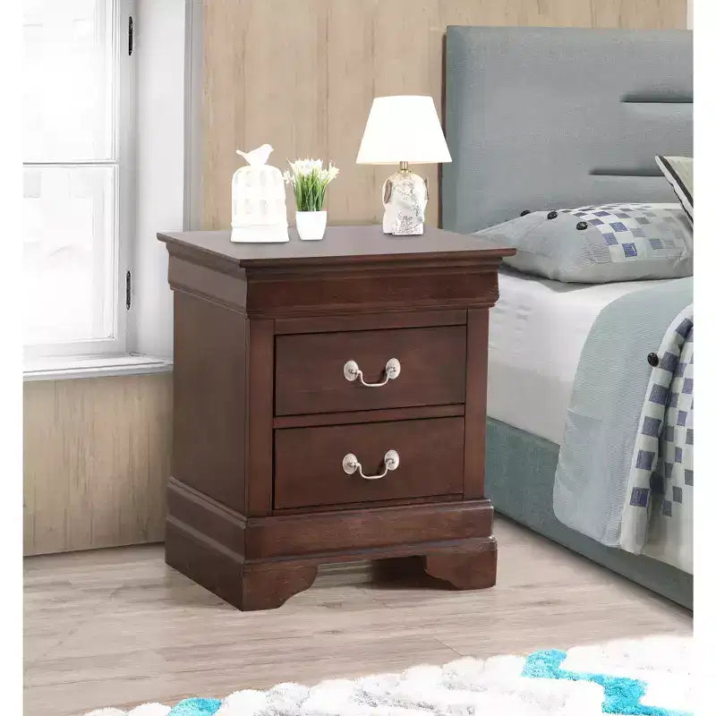 Comodino rettangolare in legno di ciliegio HomeStock per soggiorno e camera da letto