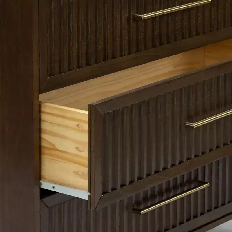 Sera Fluted 3 Drawer Dresser with Brass Handle