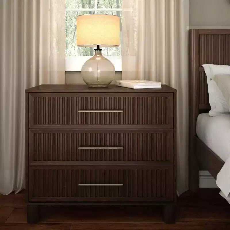 Sera Fluted 3 Drawer Dresser with Brass Handle