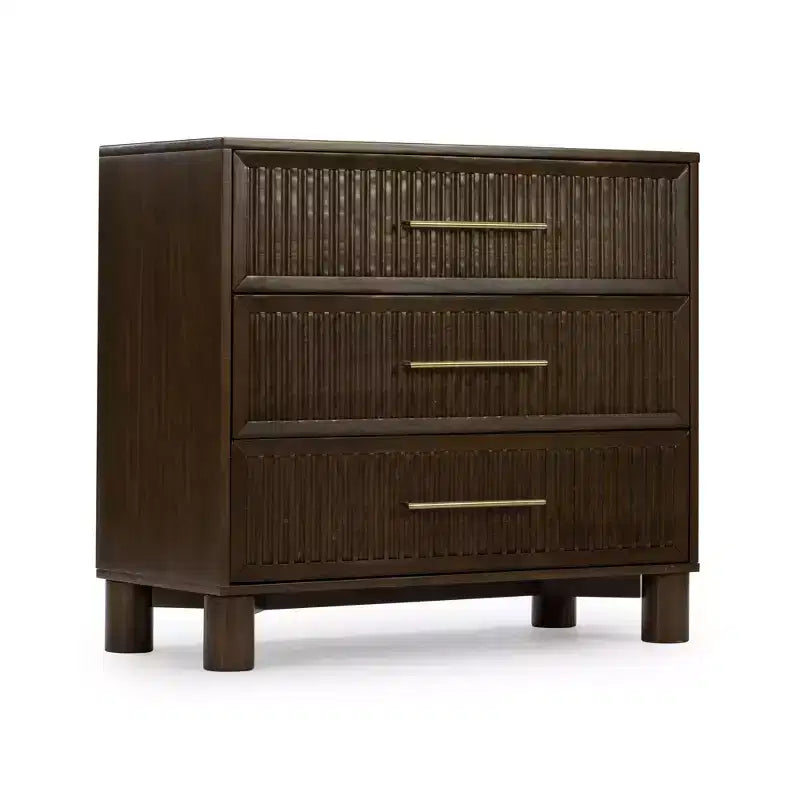 Sera Fluted 3 Drawer Dresser with Brass Handle