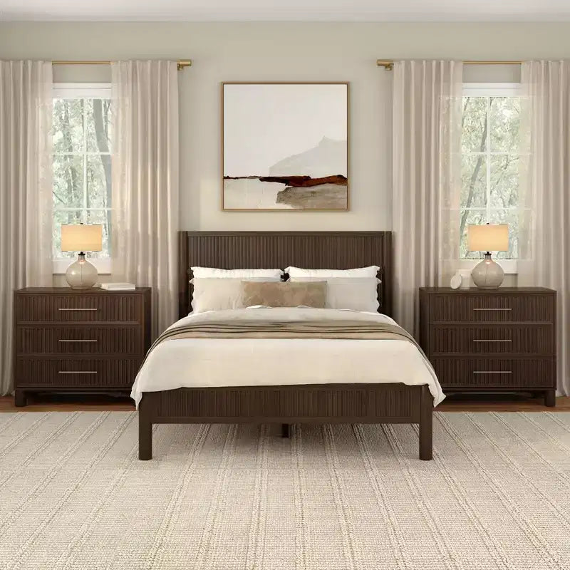 Sera Fluted 3 Drawer Dresser with Brass Handle