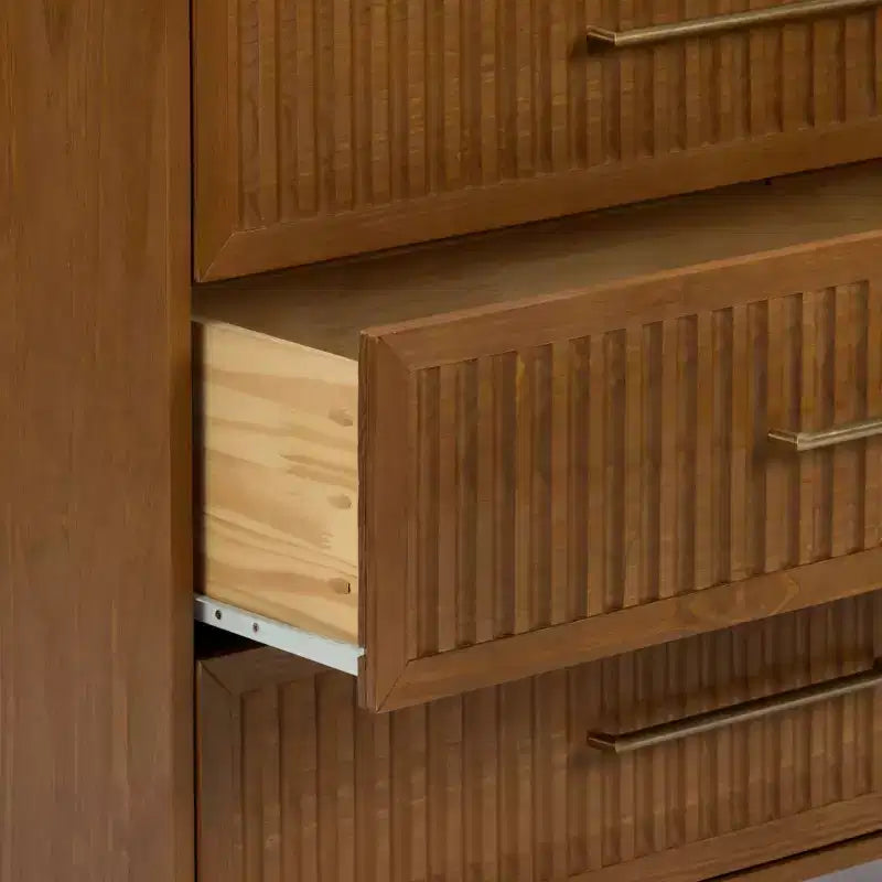 Sera Fluted 3 Drawer Dresser with Brass Handle