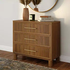 Sera Fluted 3 Drawer Dresser with Brass Handle