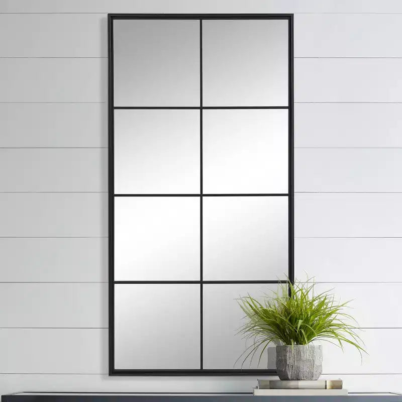 Uttermost Rousseau Wrought-Iron Black 30 x 60 Wall Mirror