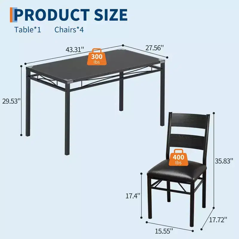 Set tavolo da pranzo in MDF nero e metallo Salvaspazio per piccoli ambienti, scegli 4 pezzi (1 tavolo + 4 sedie) o 2 pezzi (1 tavolo + 2 sedie)