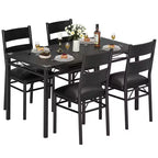 Set tavolo da pranzo in MDF nero e metallo Salvaspazio per piccoli ambienti, scegli 4 pezzi (1 tavolo + 4 sedie) o 2 pezzi (1 tavolo + 2 sedie)