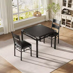 Set tavolo da pranzo in MDF nero e metallo Salvaspazio per piccoli ambienti, scegli 4 pezzi (1 tavolo + 4 sedie) o 2 pezzi (1 tavolo + 2 sedie)