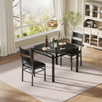 Black MDF & Metal Dining Table Set  Space-Saving for Small Spaces, Choose 4-Piece (1 Table + 4 Chairs) or 2-Piece (1 Table + 2 Chairs)