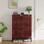 2-Door Flip Front Shoe Cabinet with Adjustable Shelves, Hidden Entryway Storage Organizer for Hallway, Living Room  Freestanding Wooden Shoe Rack