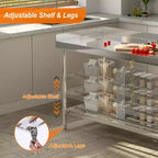 COZONY Tavolo da lavoro in acciaio inossidabile 24x48 con alzatina, tavolo da preparazione alimentare commerciale resistente con ripiano inferiore regolabile