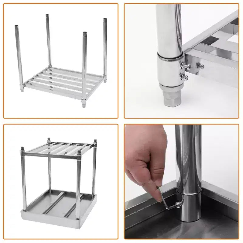 COZONY Tavolo da lavoro in acciaio inossidabile 24x48 con alzatina, tavolo da preparazione alimentare commerciale resistente con ripiano inferiore regolabile