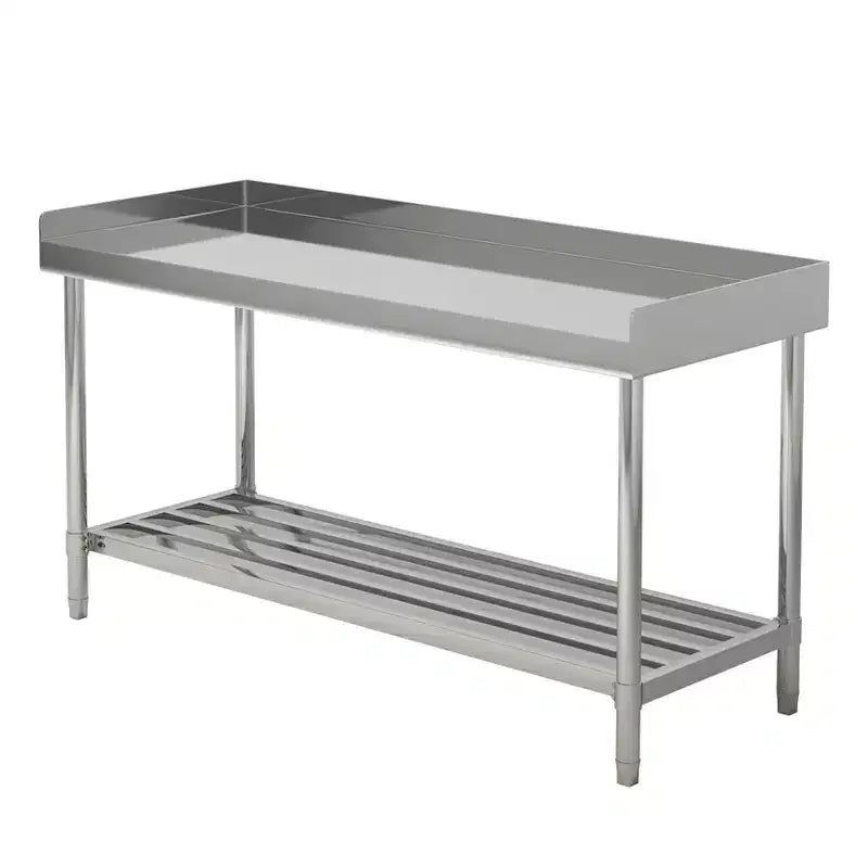 COZONY Tavolo da lavoro in acciaio inossidabile 24x48 con alzatina, tavolo da preparazione alimentare commerciale resistente con ripiano inferiore regolabile