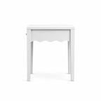 Tavolino Comodino Bianco Comodino Laterale Giocoso con Cassetto e Balza Ondulata - ModernLuxe