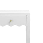 Tavolino Comodino Bianco Comodino Laterale Giocoso con Cassetto e Balza Ondulata - ModernLuxe
