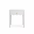 Tavolino Comodino Bianco Comodino Laterale Giocoso con Cassetto e Balza Ondulata - ModernLuxe
