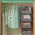 Organizzatore pensile a 4 ripiani per armadio, in tessuto non tessuto, design modulare staccabile con ganci, per guardaroba, dormitorio, camper, organizer salvaspazio per la casa