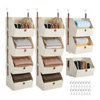 4-Tier Hanging Closet Organizer, Non-Woven Fabric, Detachable Modular Design with Hooks, for Wardrobe Dorm RV, Space-Saving Home Organizer