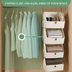 Organizzatore pensile a 4 ripiani per armadio, in tessuto non tessuto, design modulare staccabile con ganci, per guardaroba, dormitorio, camper, organizer salvaspazio per la casa