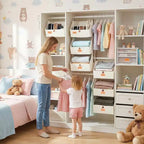 Organizzatore pensile a 4 ripiani per armadio, in tessuto non tessuto, design modulare staccabile con ganci, per guardaroba, dormitorio, camper, organizer salvaspazio per la casa