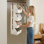 Organizzatore pensile a 4 ripiani per armadio, in tessuto non tessuto, design modulare staccabile con ganci, per guardaroba, dormitorio, camper, organizer salvaspazio per la casa