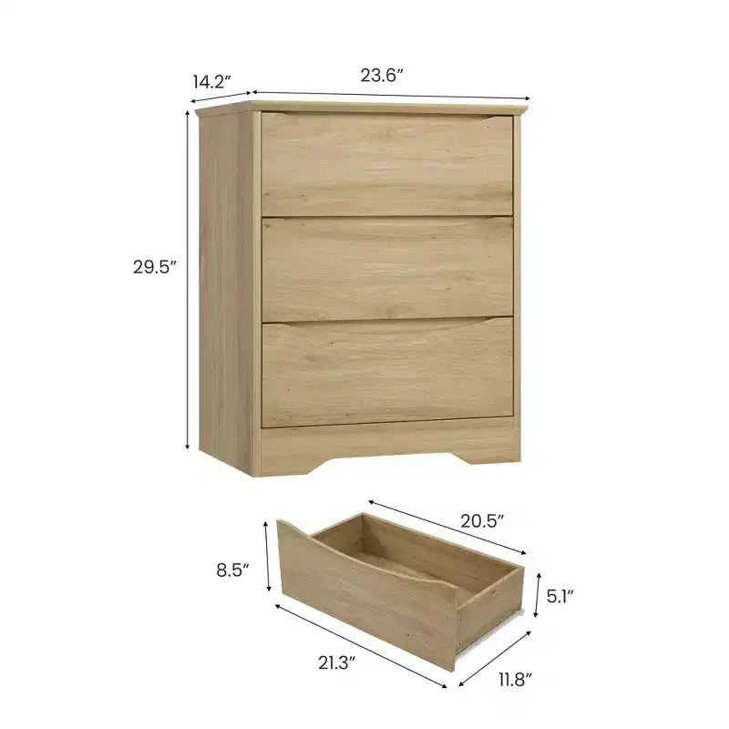 Comò in legno a 3 cassetti, armadio contenitore alto e moderno con cassetti profondi, cassettiera ampia per camera da letto, soggiorno, corridoio e camera dei bambini