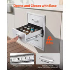 VEVOR Outdoor Kitchen Drawers 18.11 W x 23.23 D x 23.23 H, Triple-Access Stainless Steel Modular Drawer Cabinet with Handles, Silver