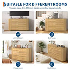 COZONY 6-Drawer Wooden Dresser with Curved Edges, Oak Finish Chest, Mid-Century Modern Storage