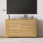 COZONY 6-Drawer Wooden Dresser with Curved Edges, Oak Finish Chest, Mid-Century Modern Storage