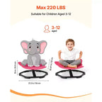 VEVOR Kids Swivel Chair, 220 lbs Capacity, Elephant Shape Sensory Spinning Chair with Non-Slip Metal Base, Toddler Sit & Spin Seat, Red