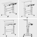 COZONY Scrivania Regolabile in Altezza con Ruote, Tavolo Laptop Mobile Sit-Stand con Piano Inclinabile