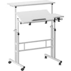 COZONY Scrivania Regolabile in Altezza con Ruote, Tavolo Laptop Mobile Sit-Stand con Piano Inclinabile