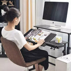 COZONY Scrivania Regolabile in Altezza con Ruote, Tavolo Laptop Mobile Sit-Stand con Piano Inclinabile