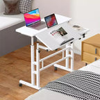 COZONY Scrivania Regolabile in Altezza con Ruote, Tavolo Laptop Mobile Sit-Stand con Piano Inclinabile