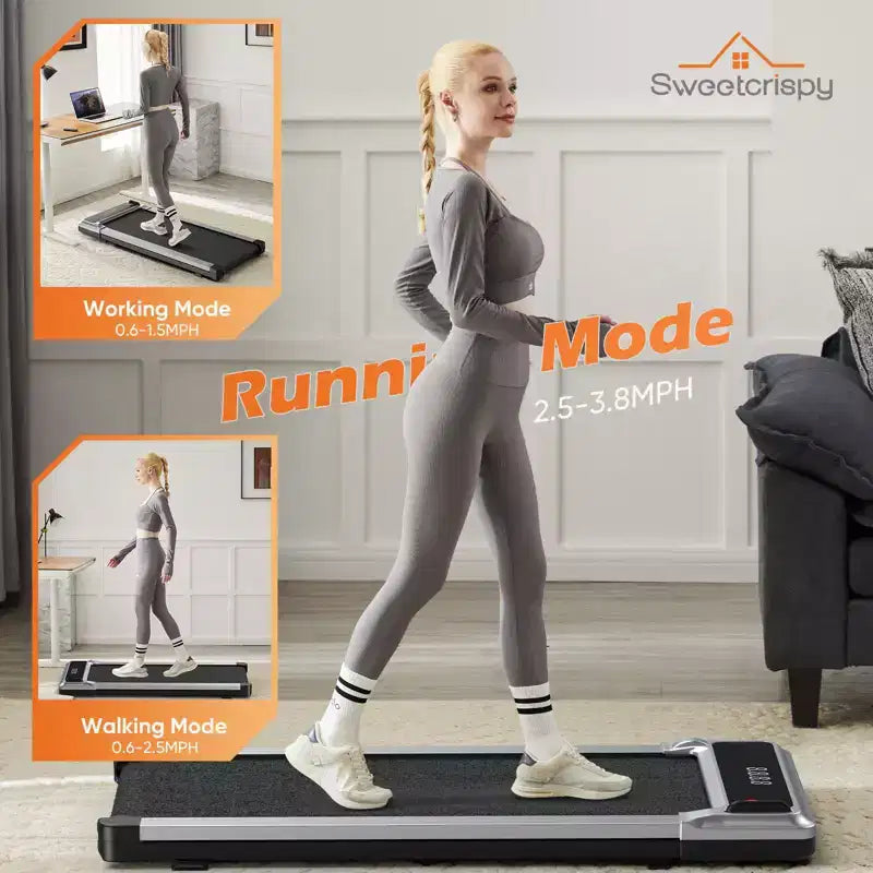Tapis Roulant Compatto Senza Braccioli JIONJOY: Camminatore Silenzioso Sotto la Scrivania per Piccoli Spazi, Sottile e Portatile - Ideale per Ufficio Domestico e Fitness in Appartamento