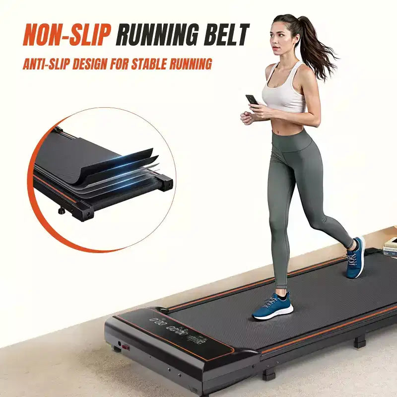 Tapis Roulant Compatto Senza Braccioli JIONJOY: Camminatore Silenzioso Sotto la Scrivania per Piccoli Spazi, Sottile e Portatile - Ideale per Ufficio Domestico e Fitness in Appartamento