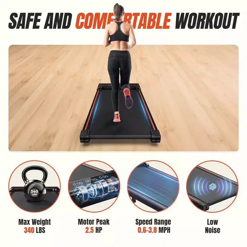 Tapis Roulant Compatto Senza Braccioli JIONJOY: Camminatore Silenzioso Sotto la Scrivania per Piccoli Spazi, Sottile e Portatile - Ideale per Ufficio Domestico e Fitness in Appartamento