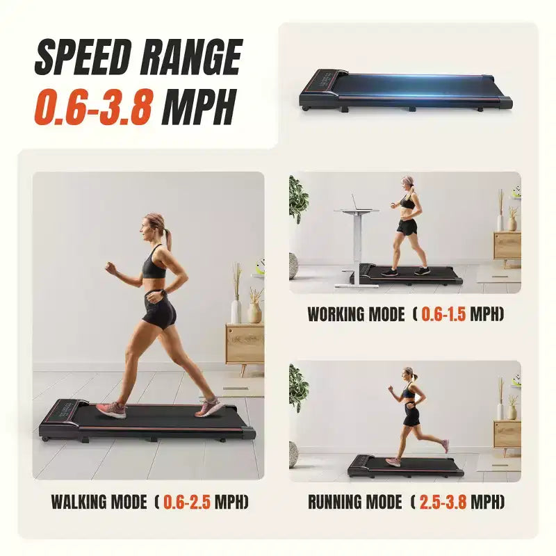 Tapis Roulant Compatto Senza Braccioli JIONJOY: Camminatore Silenzioso Sotto la Scrivania per Piccoli Spazi, Sottile e Portatile - Ideale per Ufficio Domestico e Fitness in Appartamento